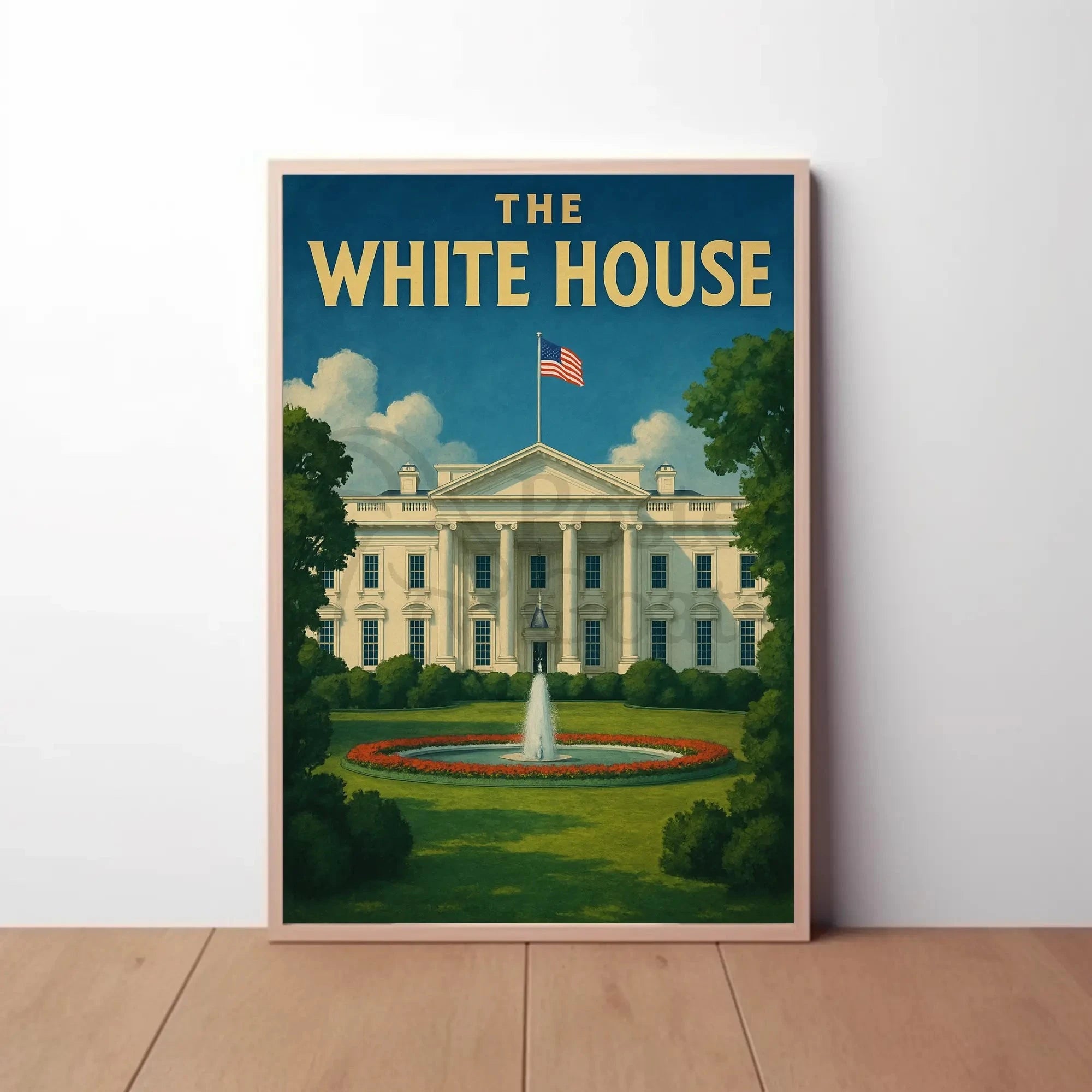White House Patriotic Vintage Travel Poster