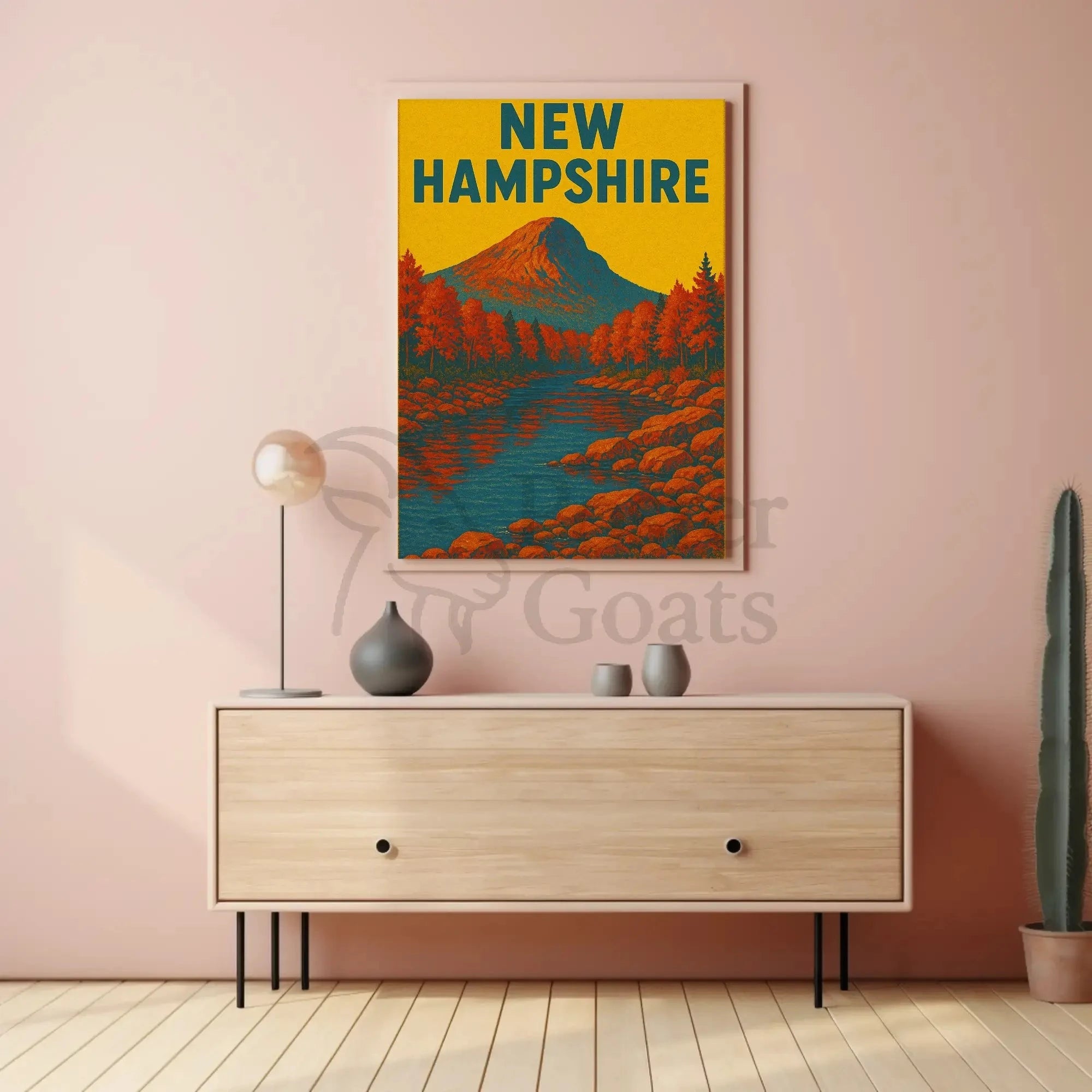 New Hampshire Autumn Landscape Vintage Travel Poster