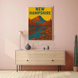 New Hampshire Autumn Landscape Vintage Travel Poster