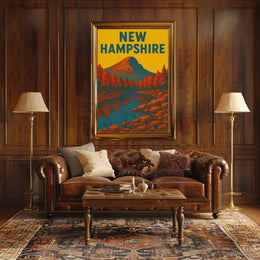 New Hampshire Autumn Landscape Vintage Travel Poster