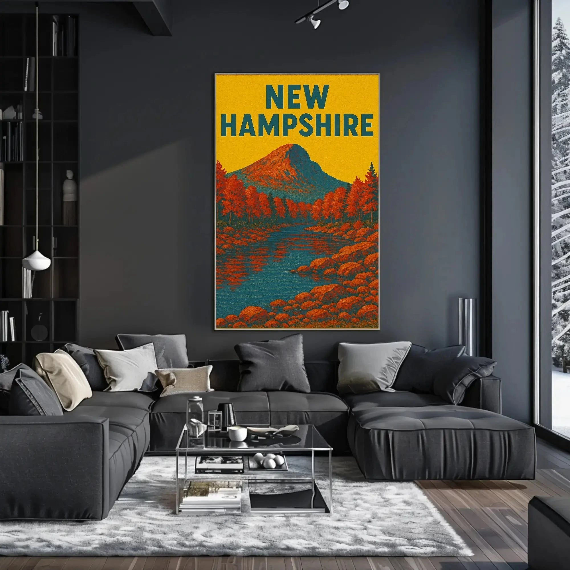 New Hampshire Autumn Landscape Vintage Travel Poster