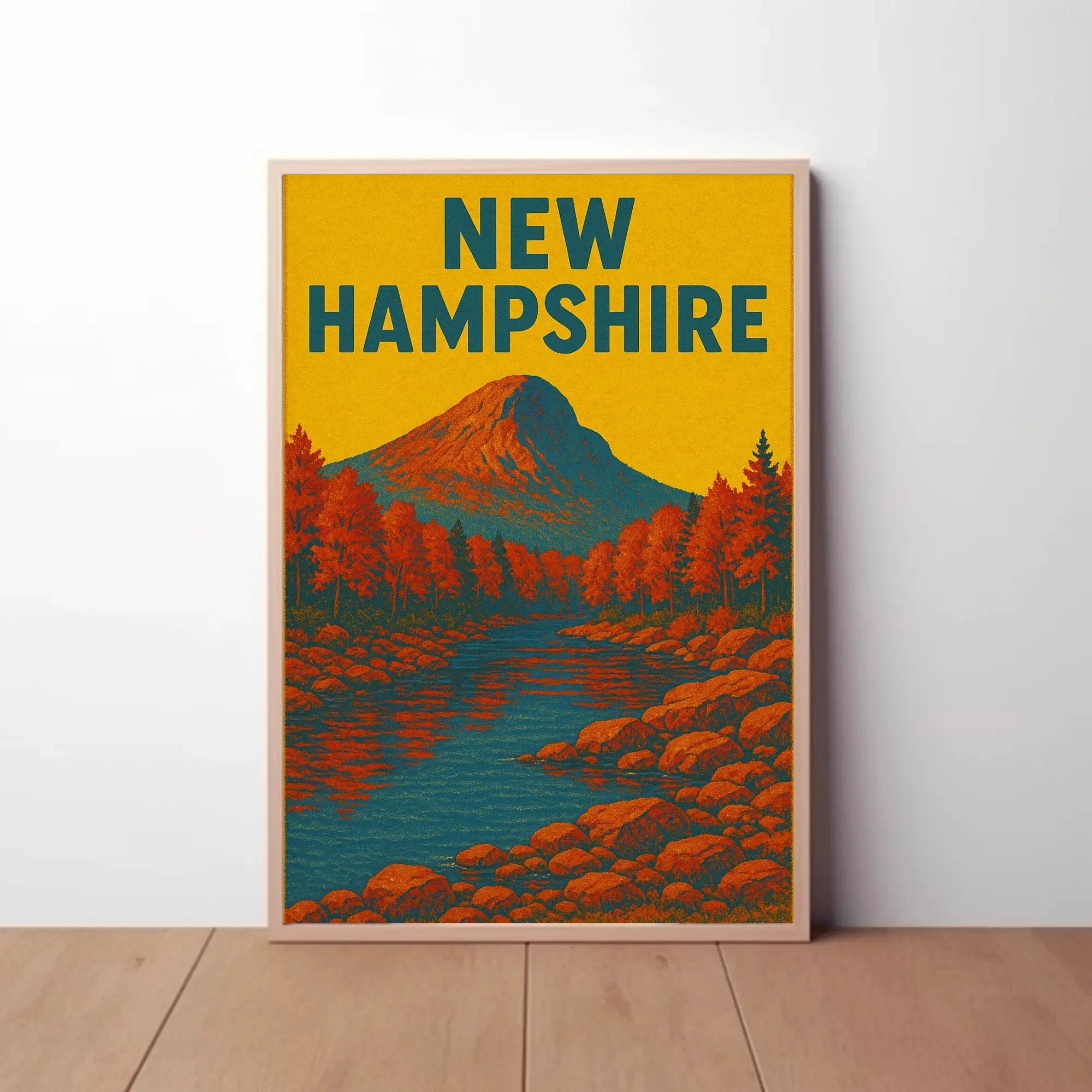 New Hampshire Autumn Landscape Vintage Travel Poster