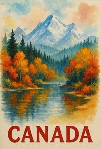 Canada Scenic Landscape Watercolor Travel Poster