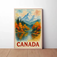 Canada Scenic Landscape Watercolor Travel Poster