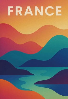 Colorful French Landscape Travel Poster