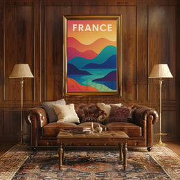 Colorful French Landscape Travel Poster