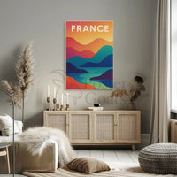 Colorful French Landscape Travel Poster