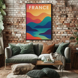 Colorful French Landscape Travel Poster