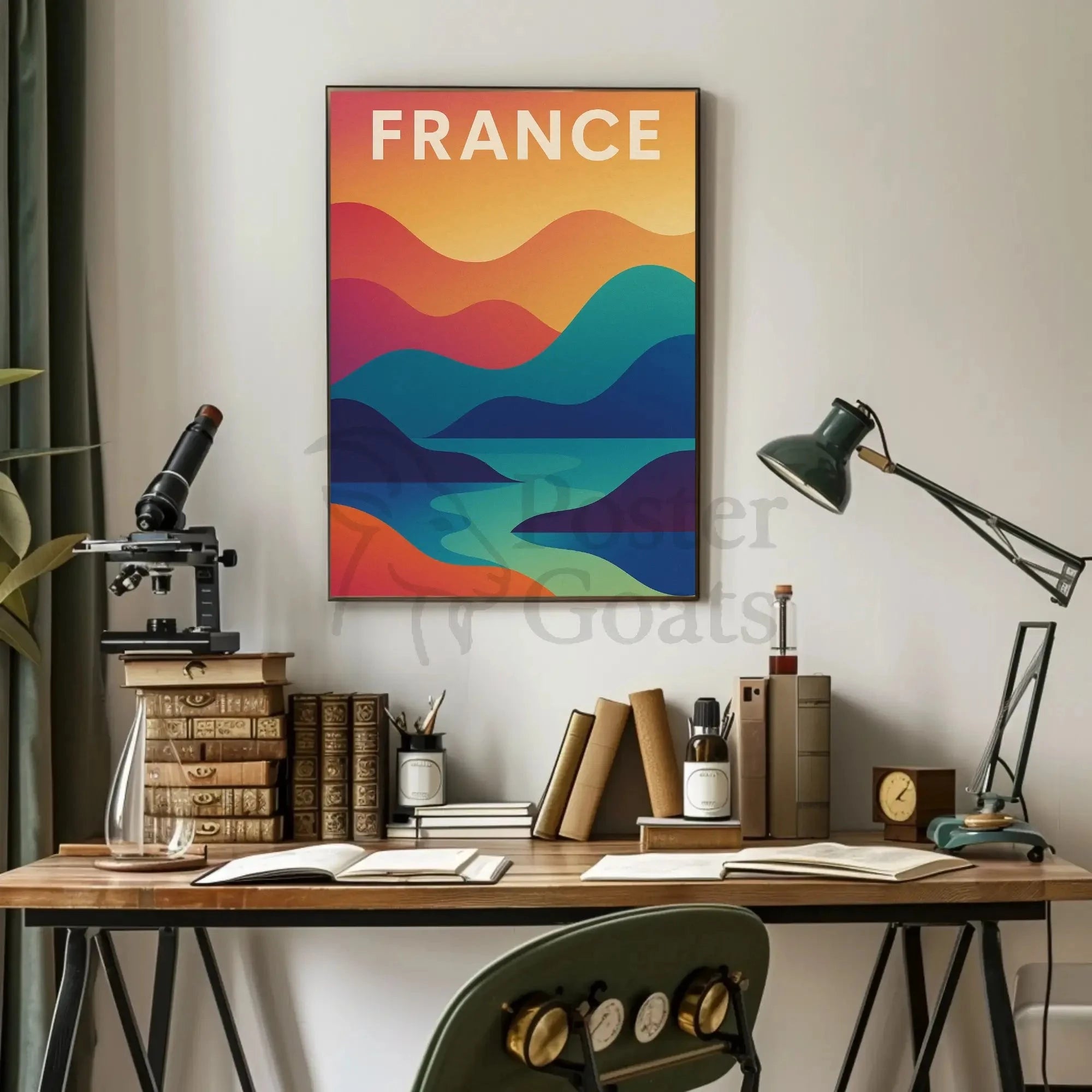 Colorful French Landscape Travel Poster
