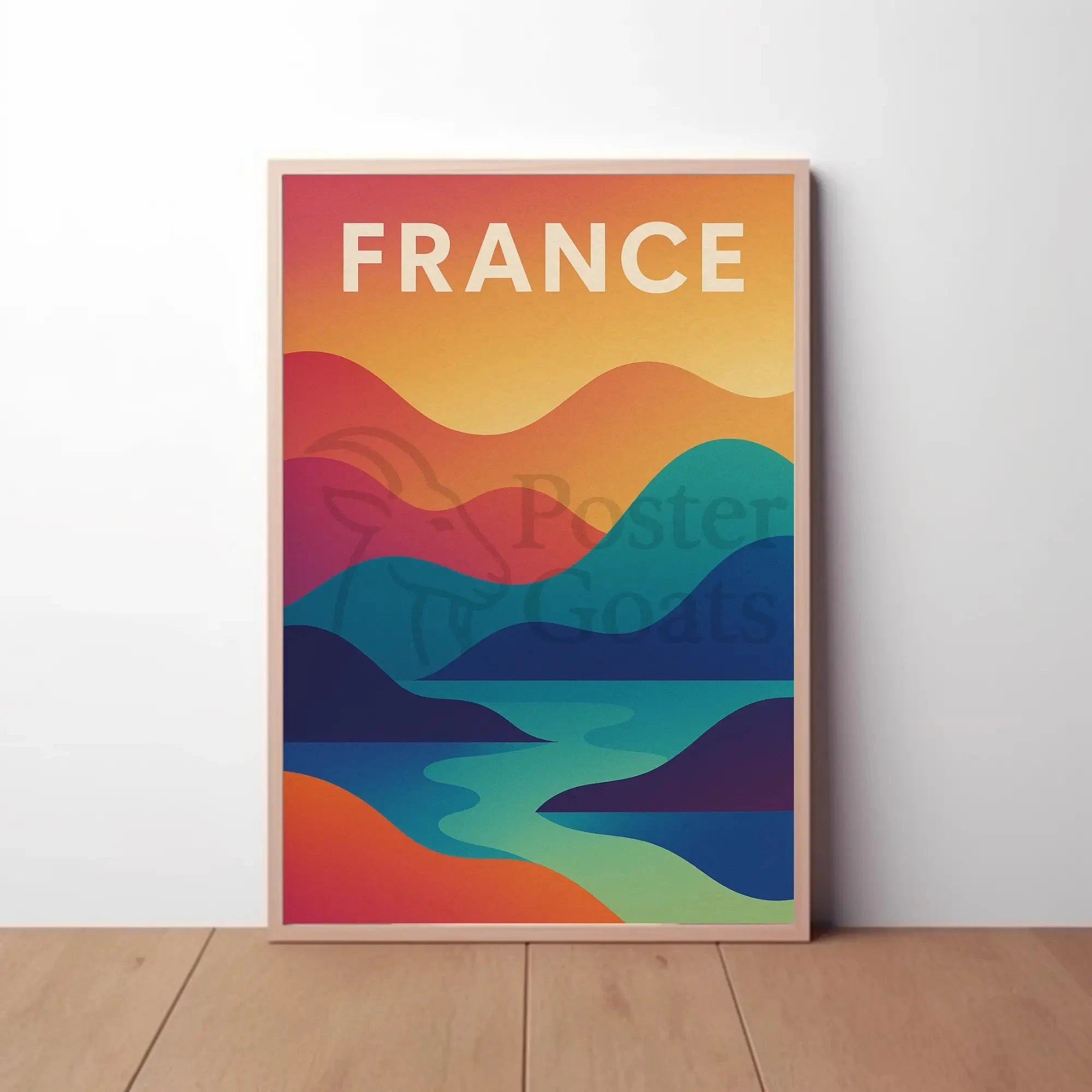 Colorful French Landscape Travel Poster