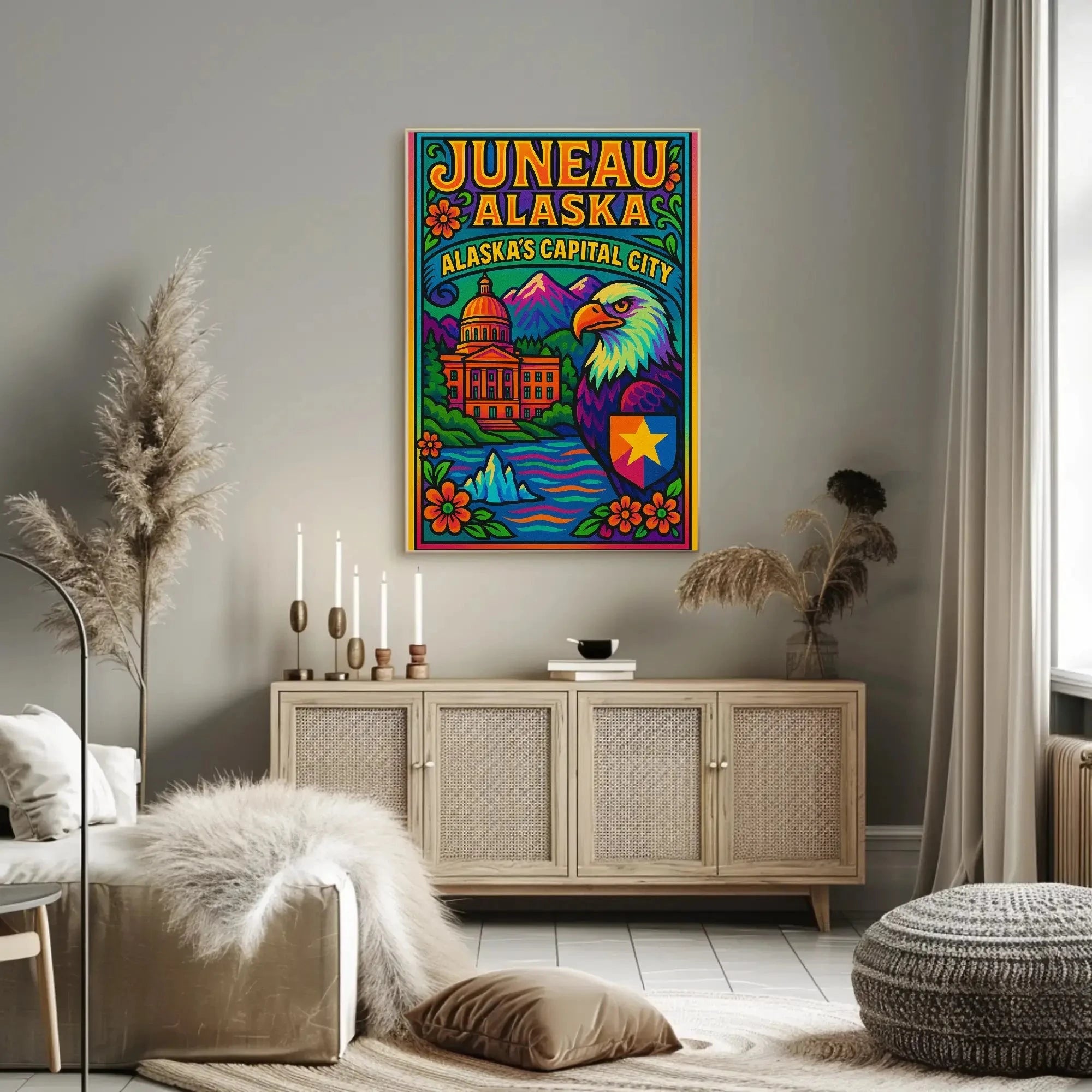 Juneau Alaska Bold Pop Art Travel Poster