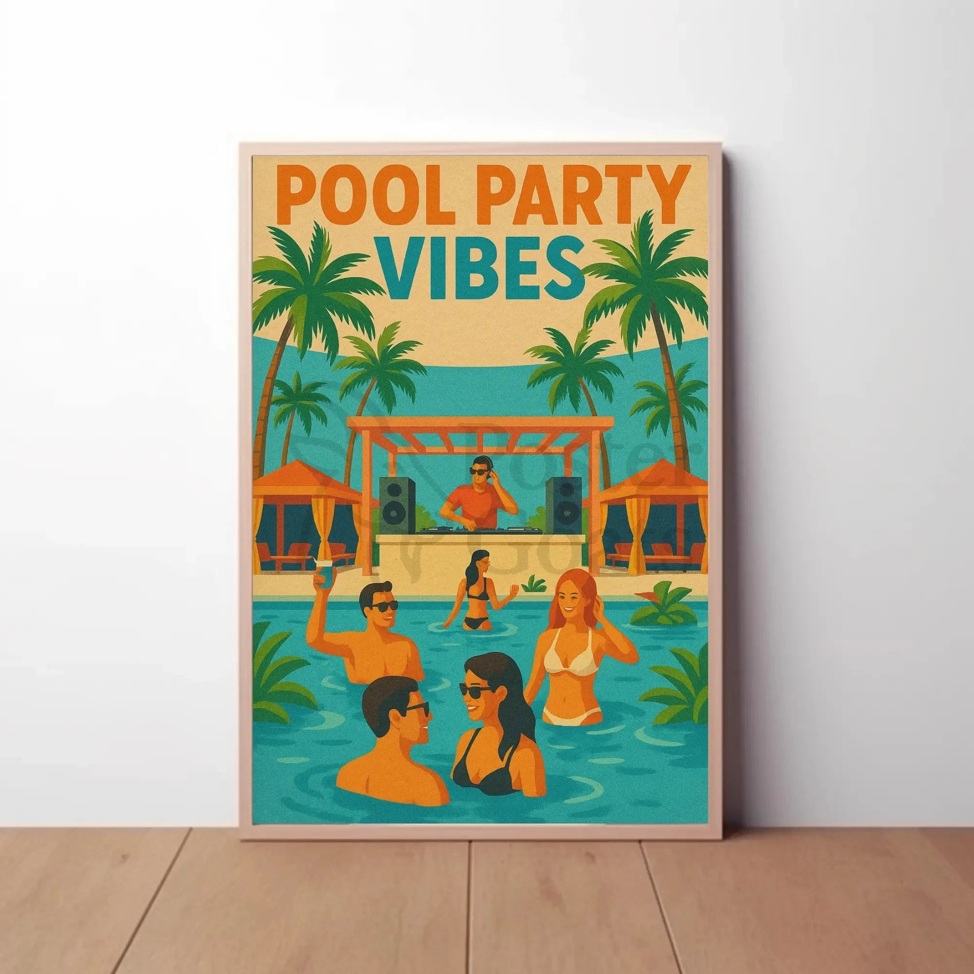 Vibrant Summery Poolside Celebration Abstract, Artistic Poster