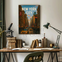 New York City Poster Abstract Urban Travel Wall Art