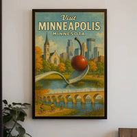 Visit Minneapolis Landmarks Retro Travel Poster