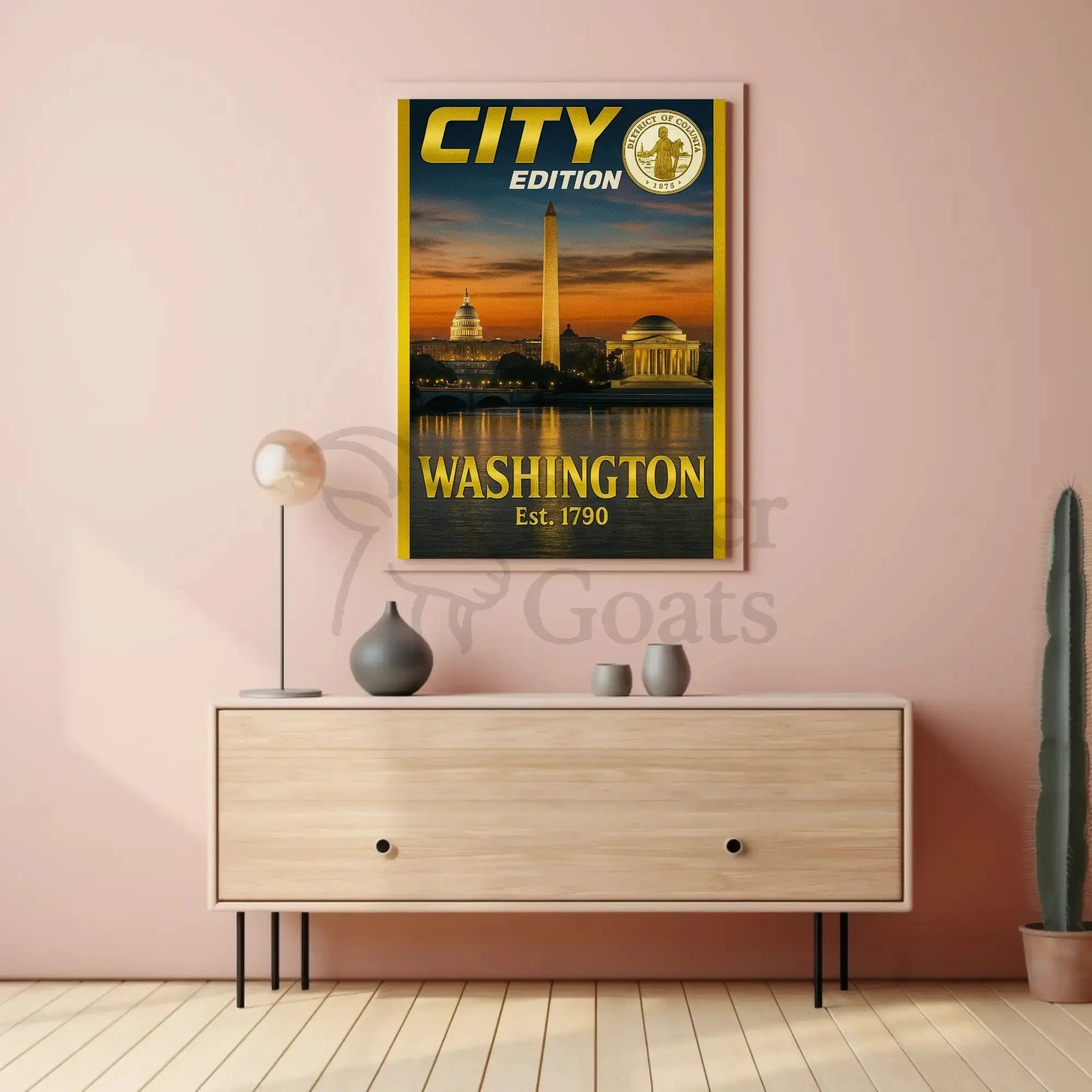 Washington D.C. Landmarks Nostalgic Travel Poster