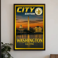 Washington D.C. Landmarks Nostalgic Travel Poster