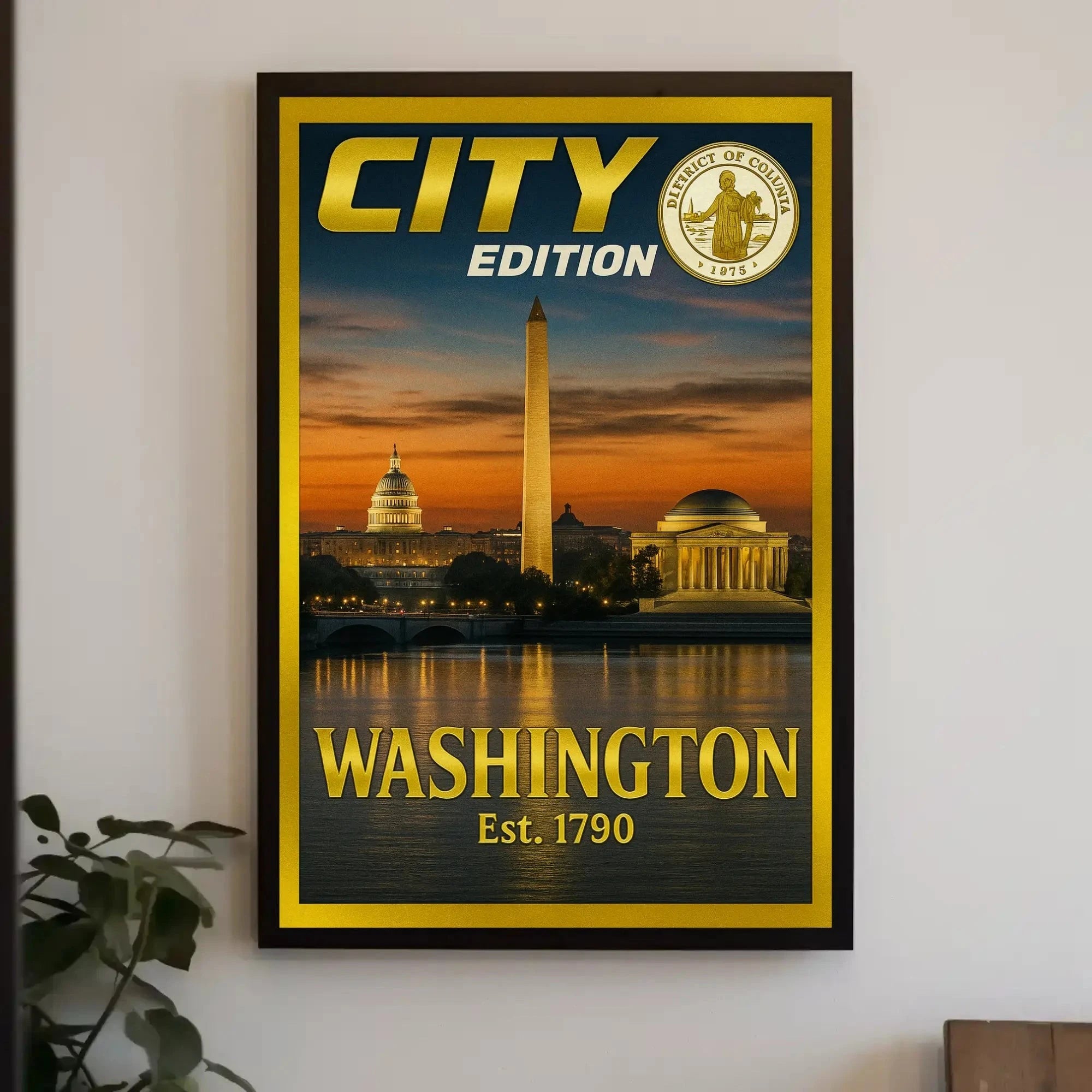 Washington D.C. Landmarks Nostalgic Travel Poster