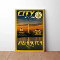 Washington D.C. Landmarks Nostalgic Travel Poster
