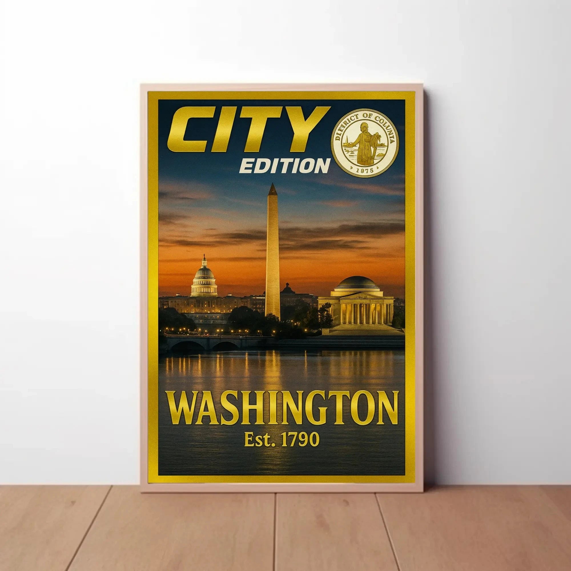 Washington D.C. Landmarks Nostalgic Travel Poster