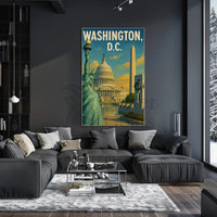 Patriotic American Landmarks Travel Poster