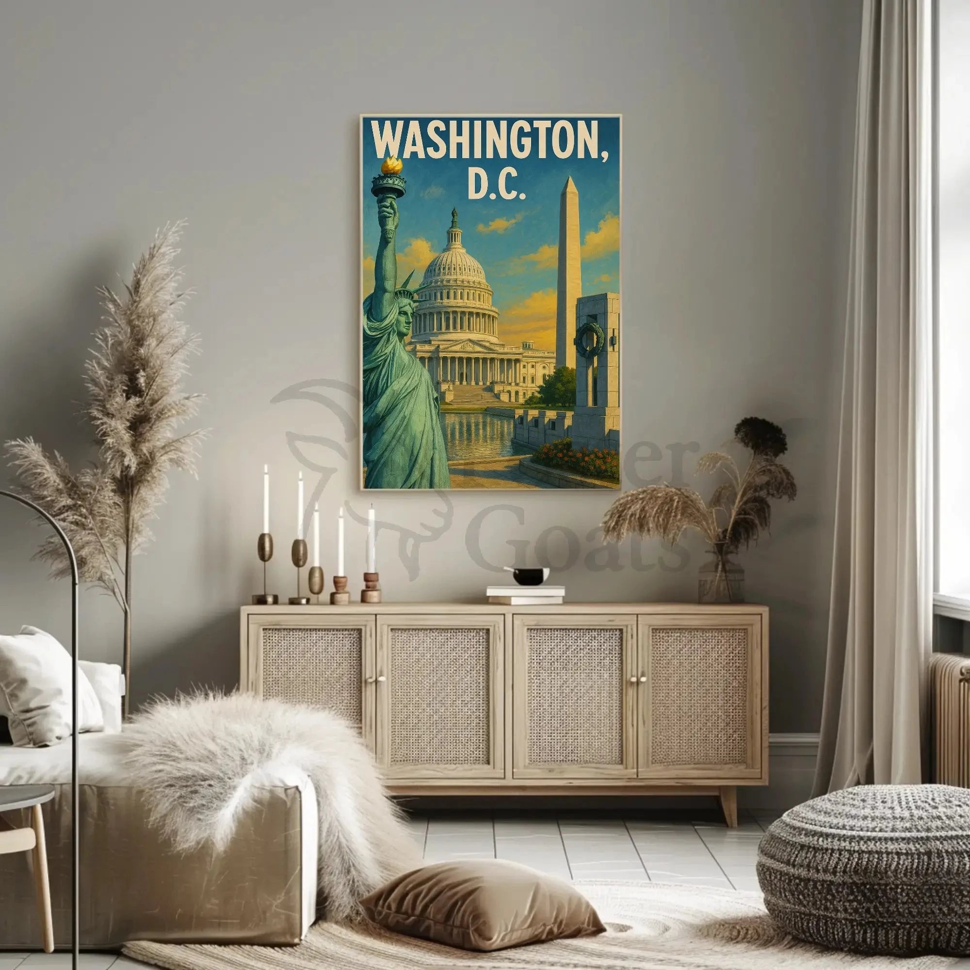 Patriotic American Landmarks Travel Poster