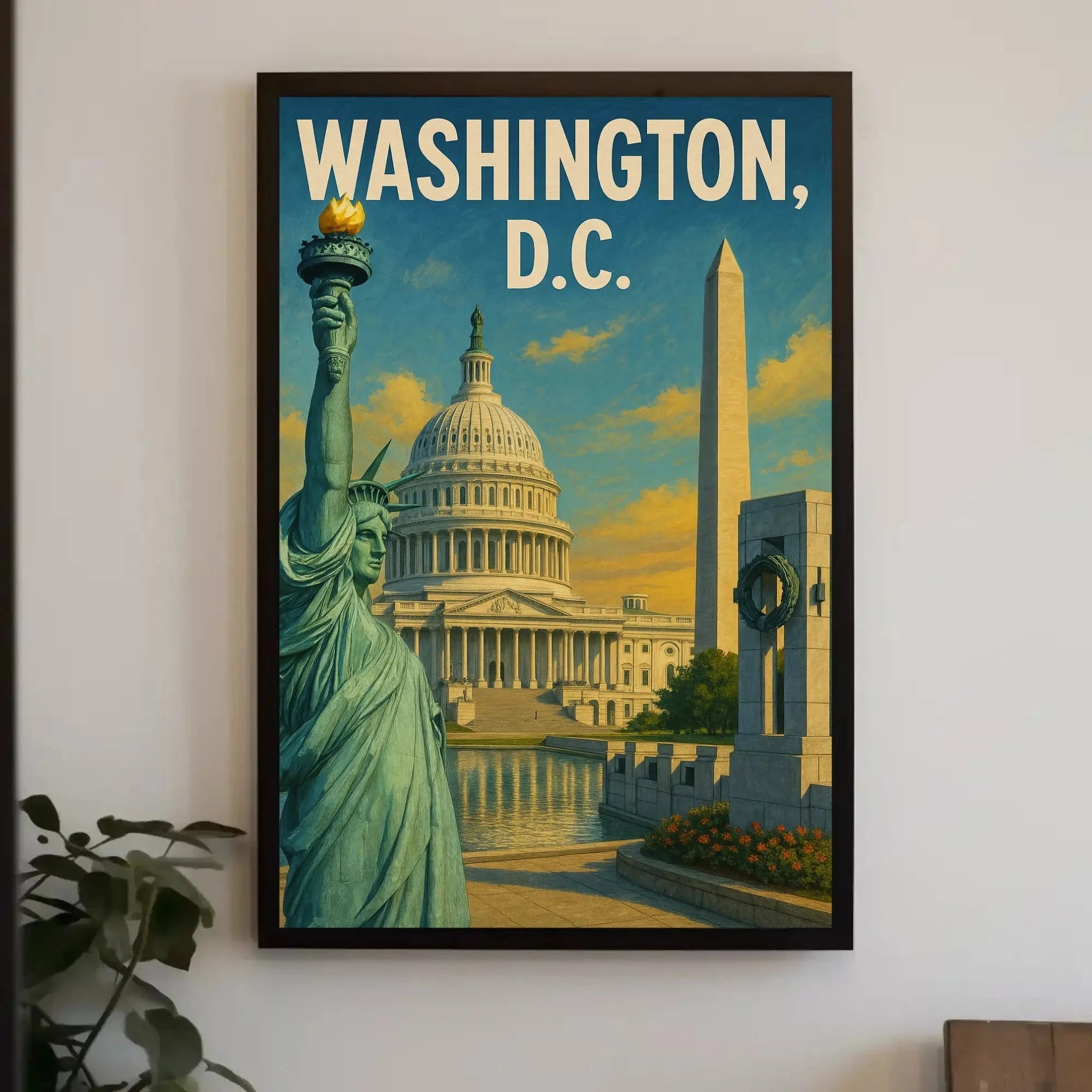 Patriotic American Landmarks Travel Poster