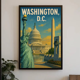 Patriotic American Landmarks Travel Poster