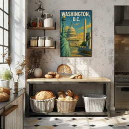 Patriotic American Landmarks Travel Poster