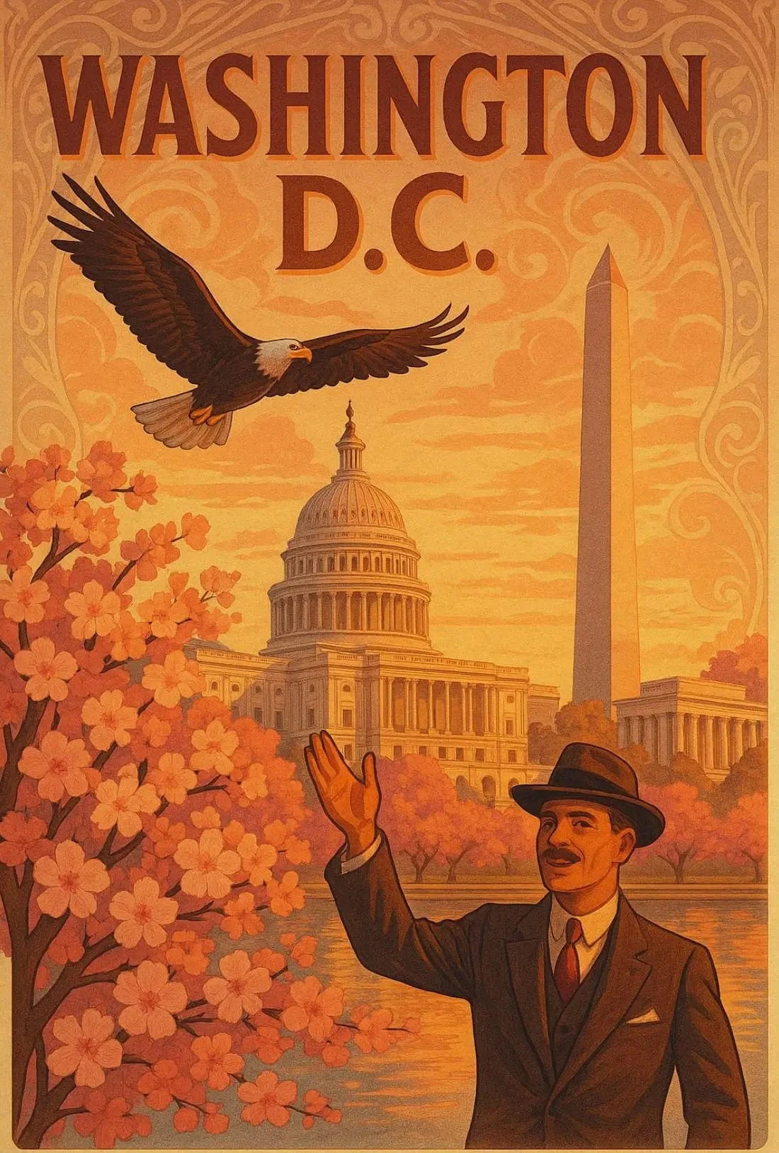 Washington D.C. Patriotic Vintage Travel Poster
