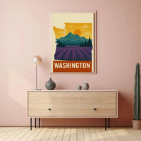 Washington State Scenic Landscape Travel Poster