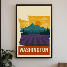 Washington State Scenic Landscape Travel Poster
