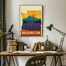 Washington State Scenic Landscape Travel Poster