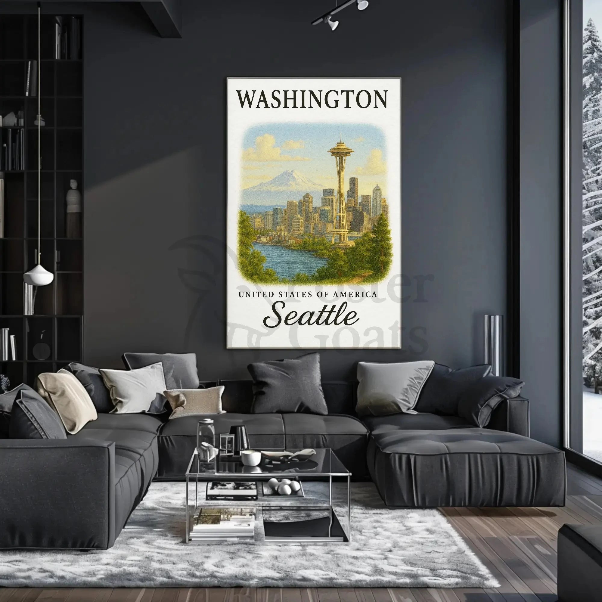 Seattle Skyline Space Needle Vintage Travel Poster