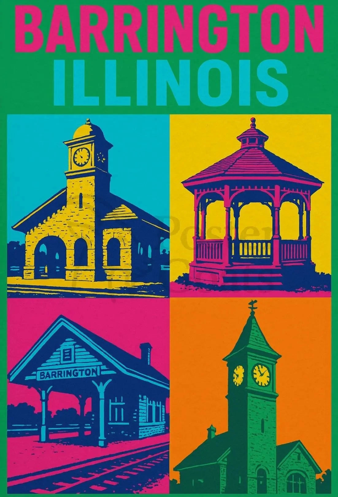 Barrington Illinois Pop-Art Heritage Travel Poster