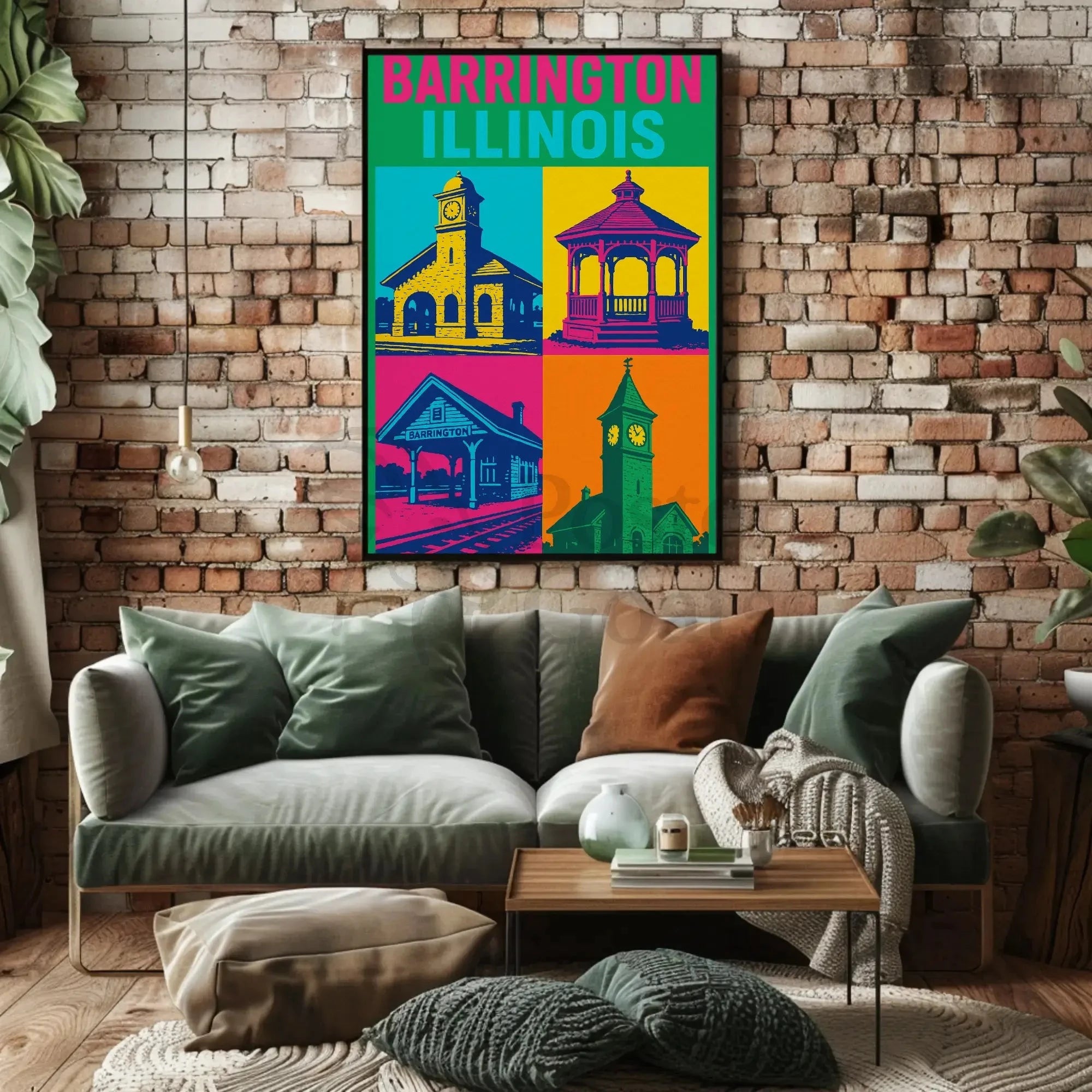 Barrington Illinois Pop-Art Heritage Travel Poster