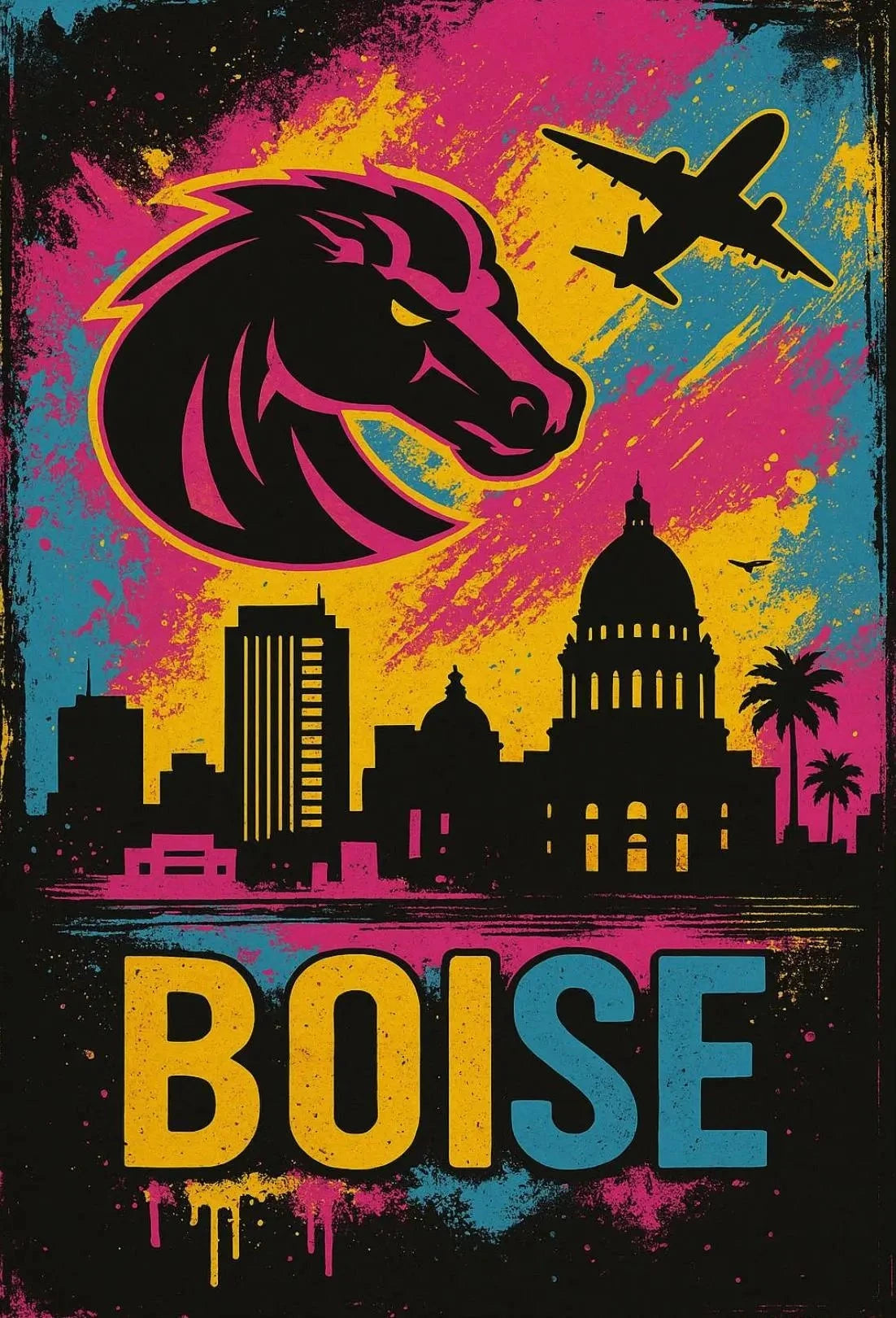 Boise Skyline Vibrant Urban Travel Poster