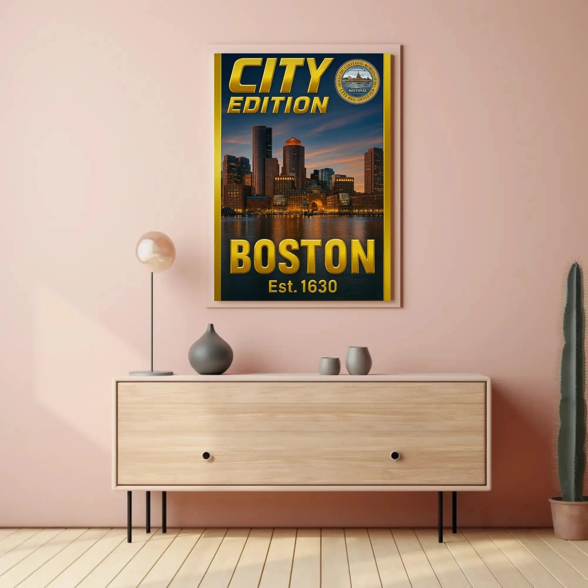 Boston Cityscape Commemorative Heritage Art Poster