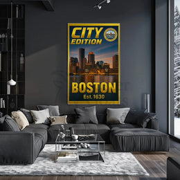 Boston Cityscape Commemorative Heritage Art Poster
