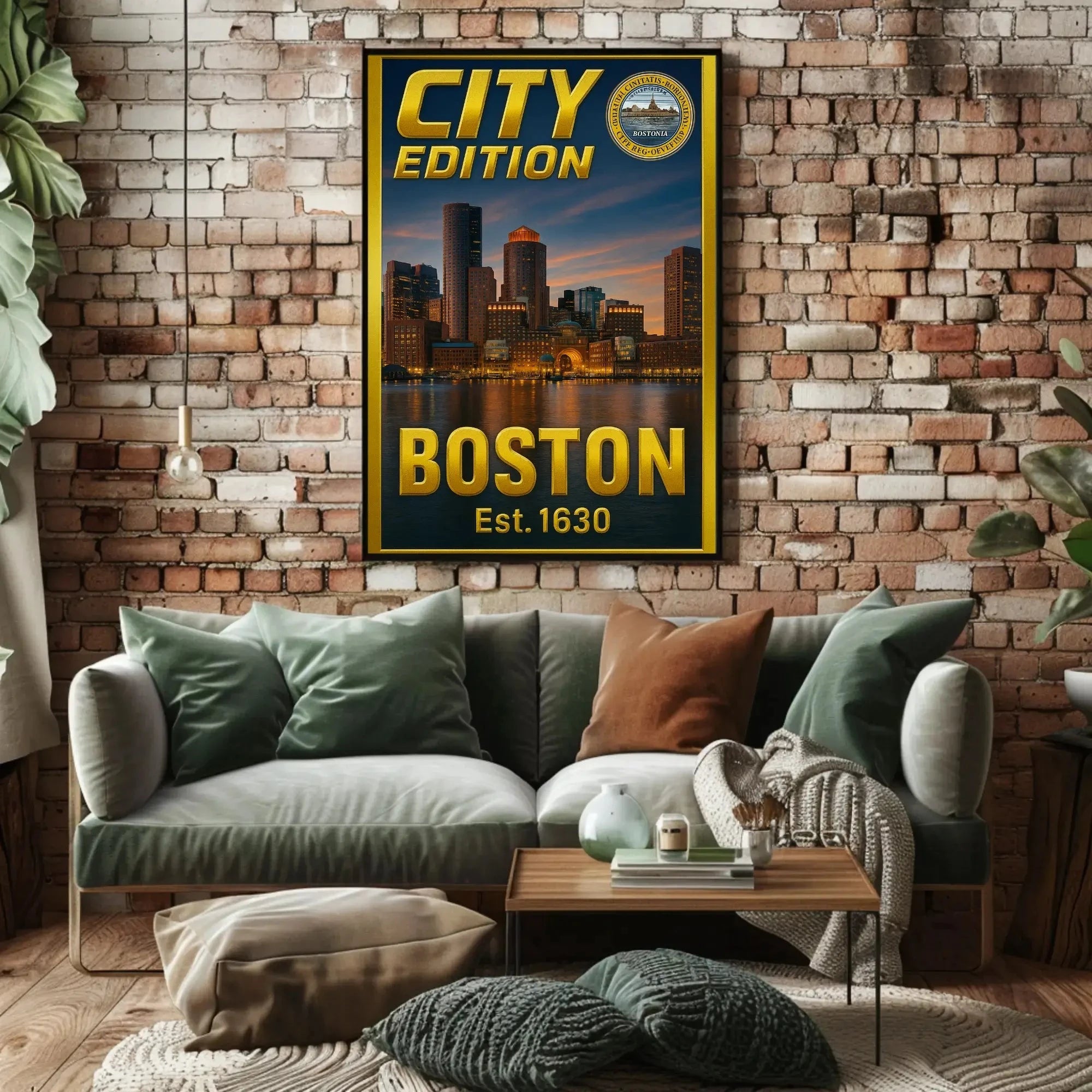 Boston Cityscape Commemorative Heritage Art Poster