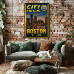 Boston Cityscape Commemorative Heritage Art Poster