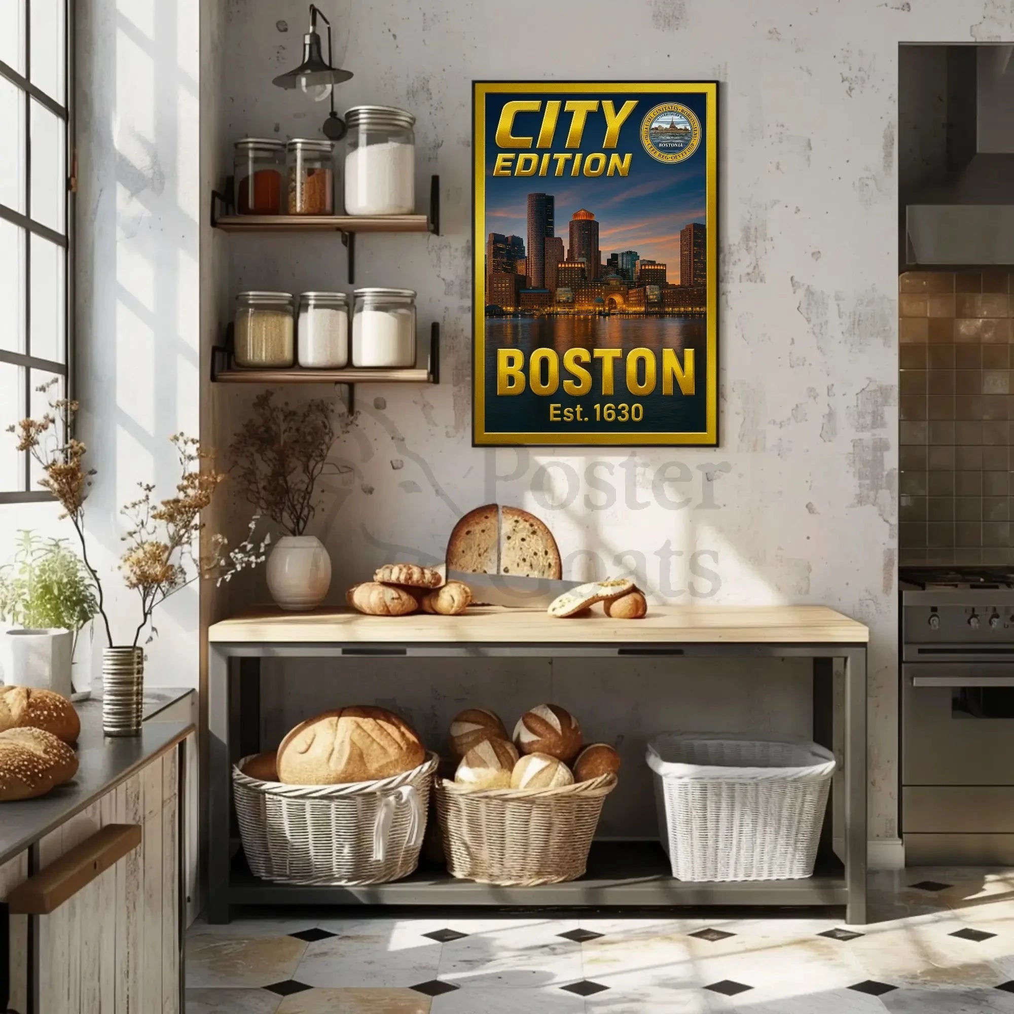 Boston Cityscape Commemorative Heritage Art Poster