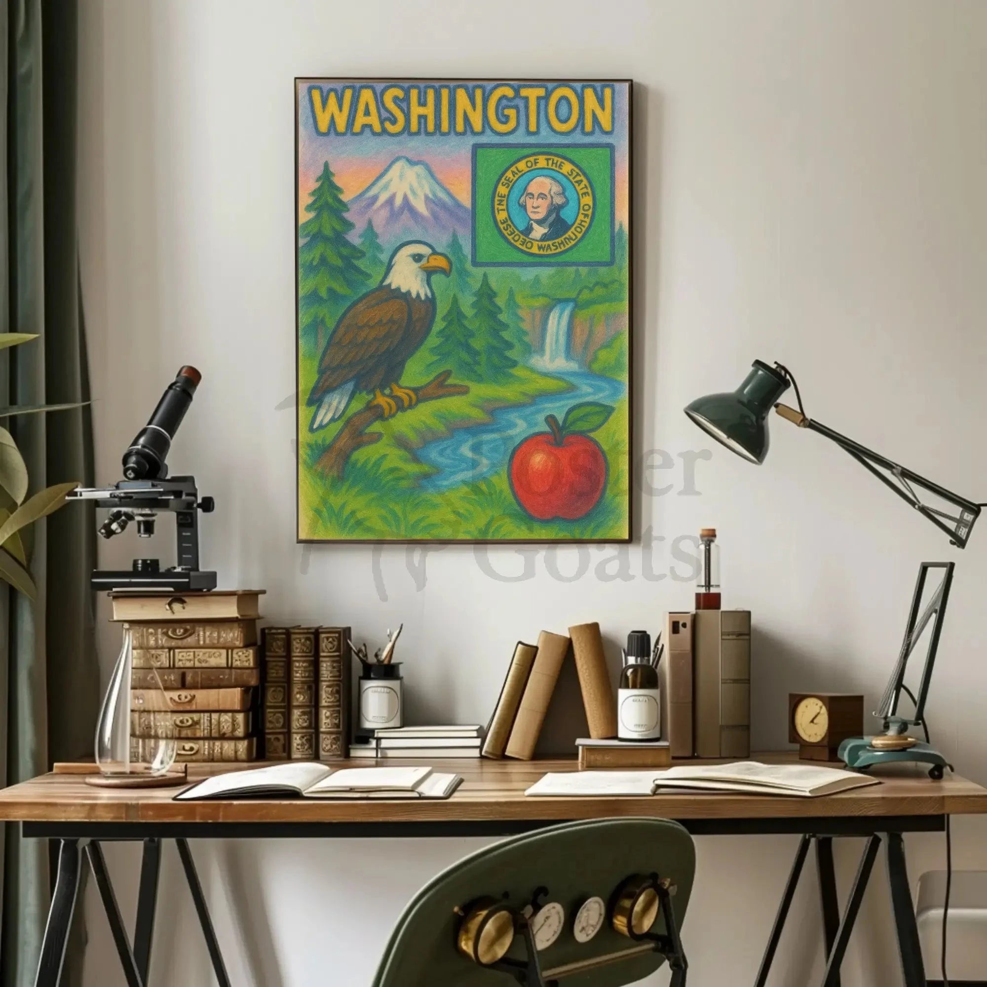 Washington State's Natural Beauty Patriotic Travel Poster