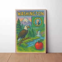 Washington State's Natural Beauty Patriotic Travel Poster