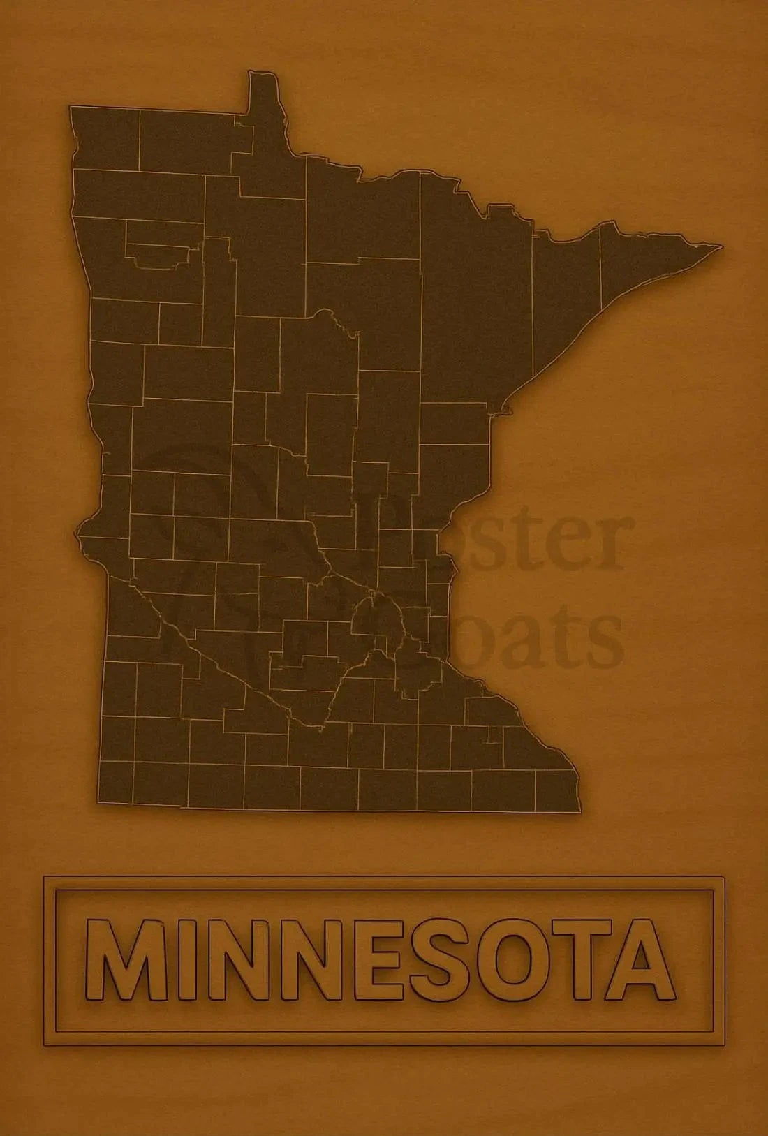 Minnesota State Map Minimalist Cultural Heritage Poster