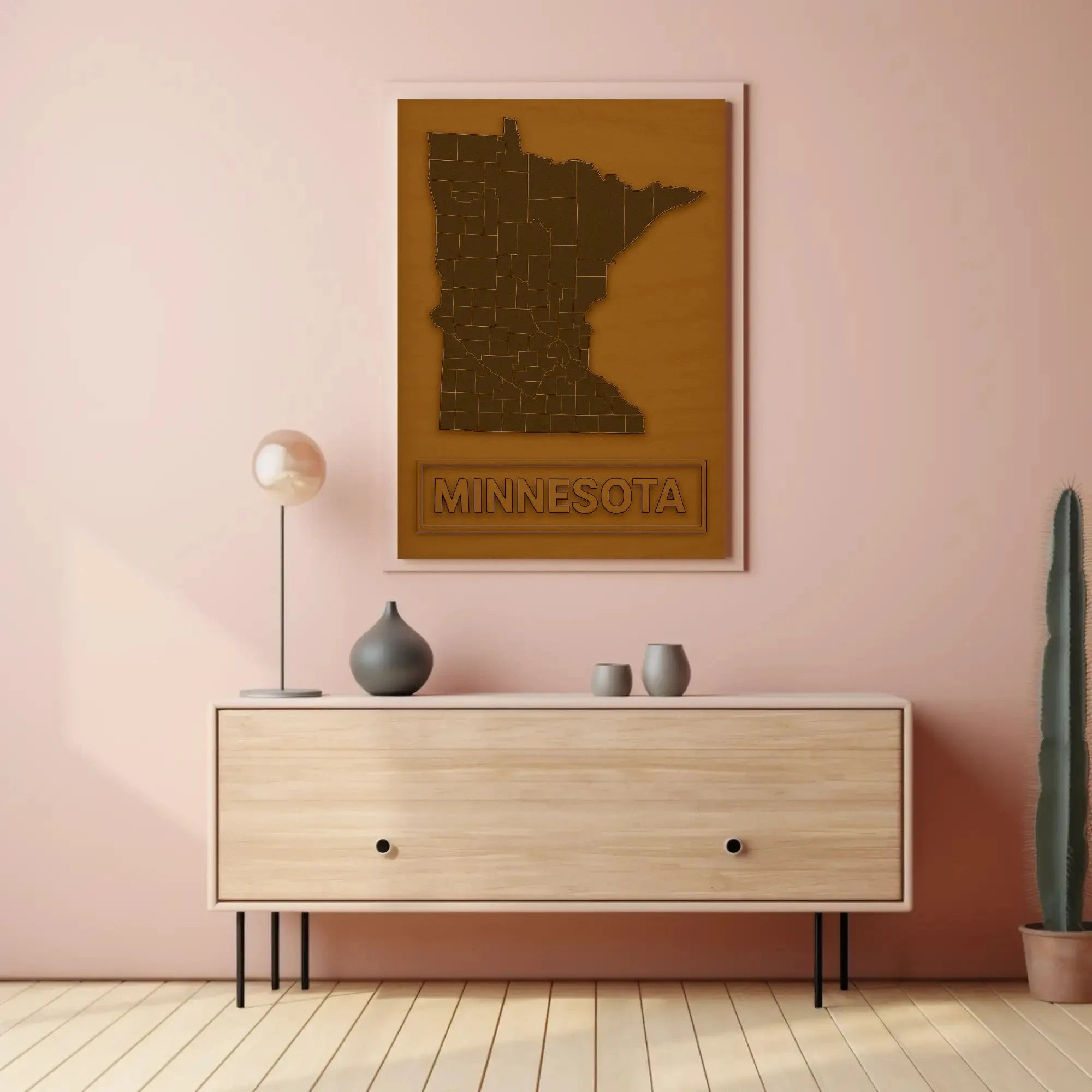 Minnesota State Map Minimalist Cultural Heritage Poster