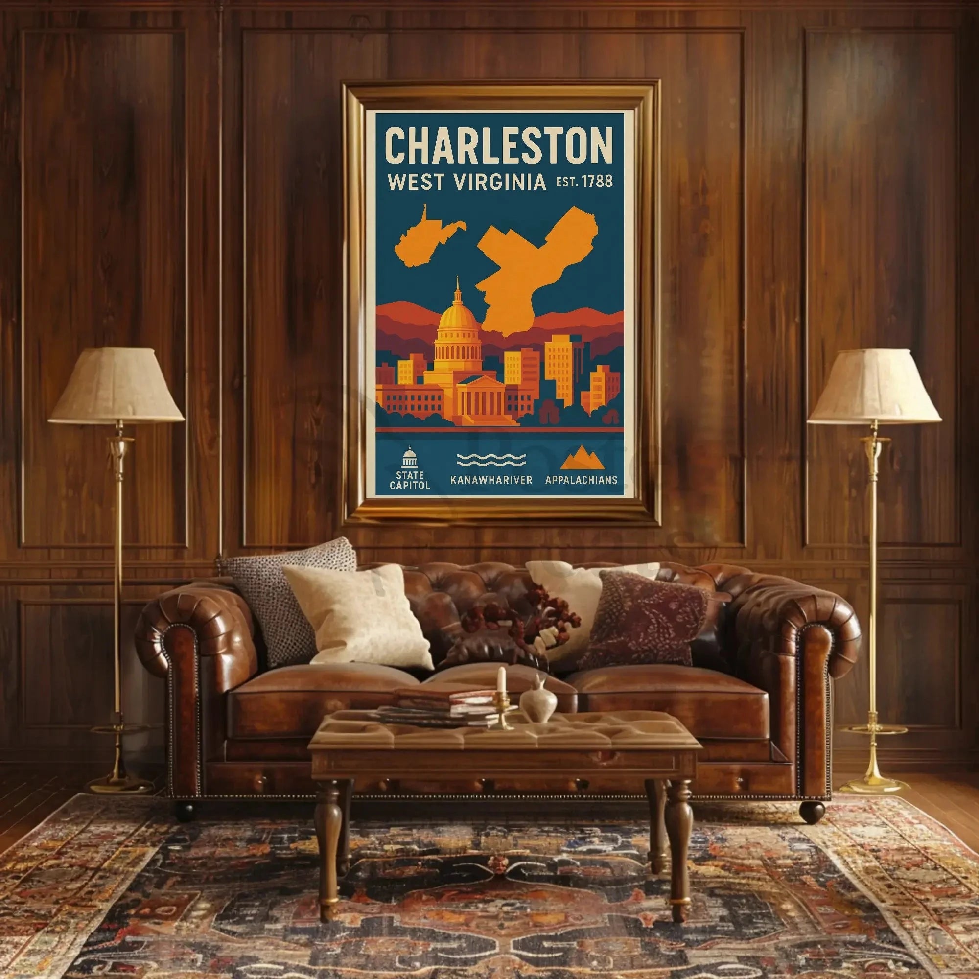 Charleston Vintage Travel West Virginia Art Poster