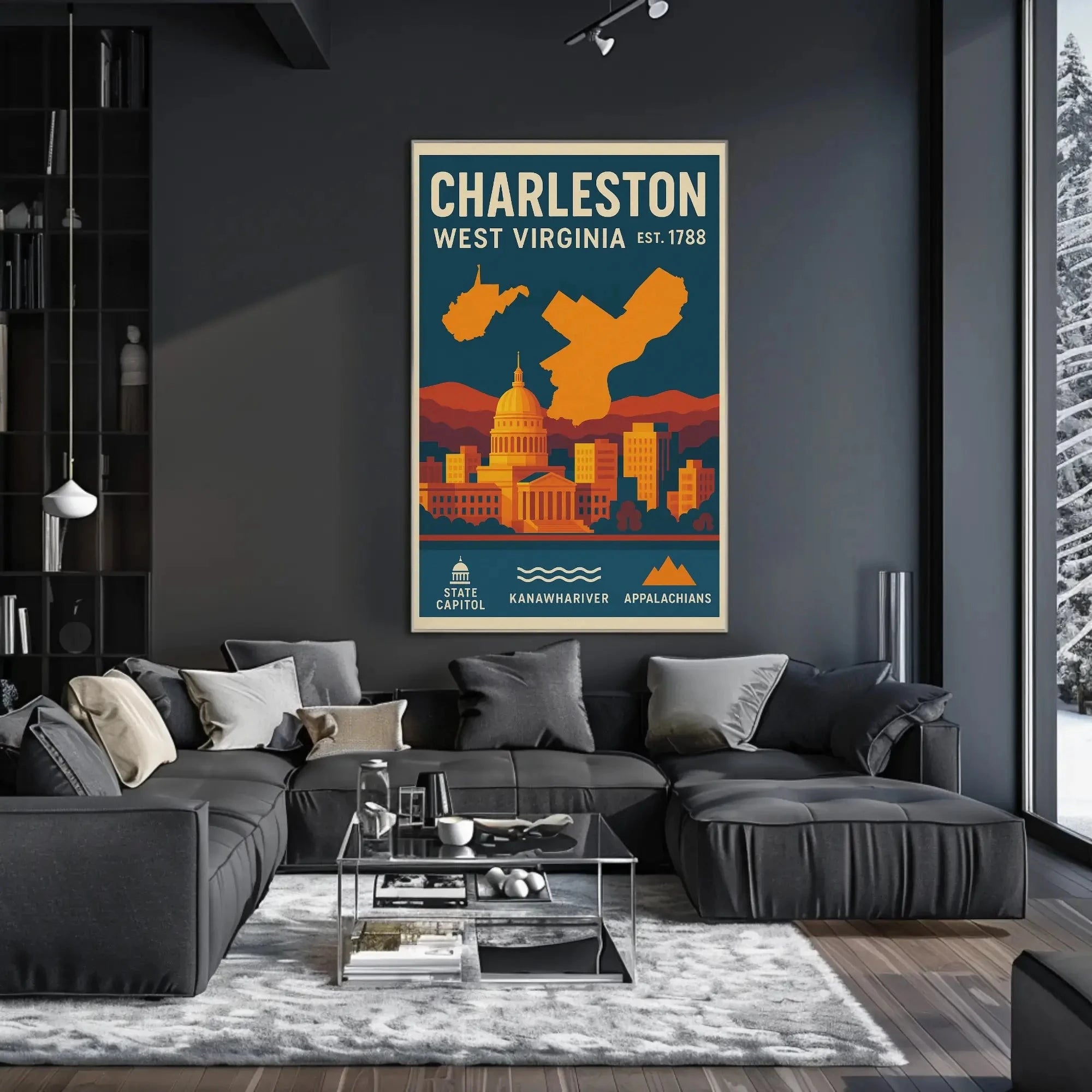 Charleston Vintage Travel West Virginia Art Poster