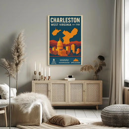 Charleston Vintage Travel West Virginia Art Poster