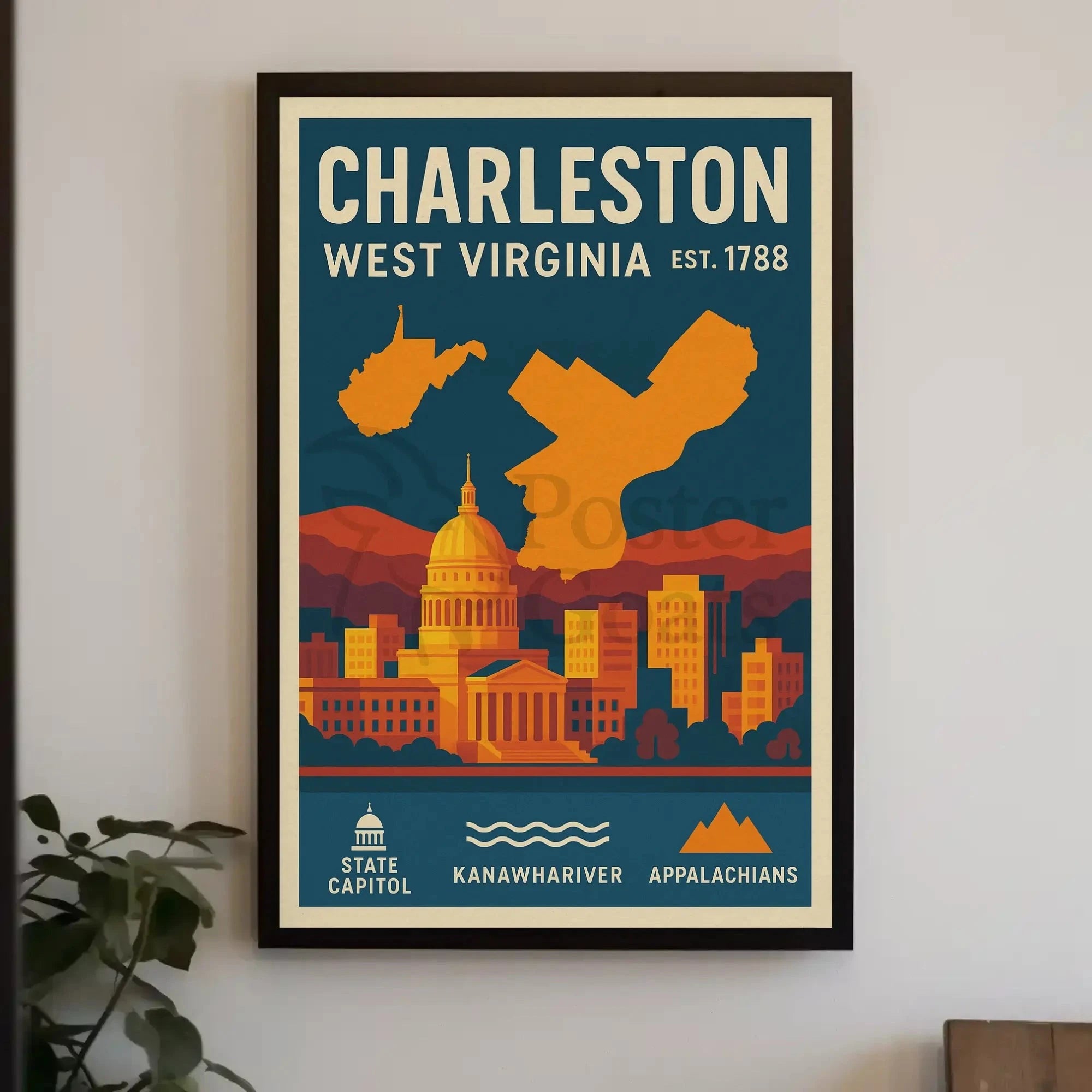 Charleston Vintage Travel West Virginia Art Poster