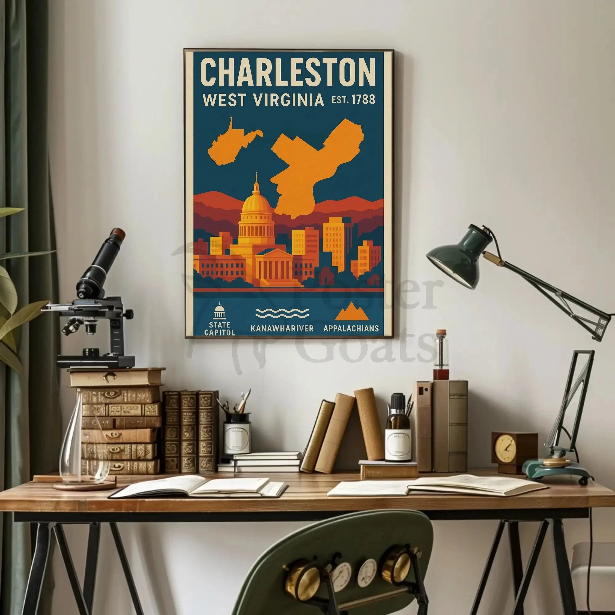 Charleston Vintage Travel West Virginia Art Poster